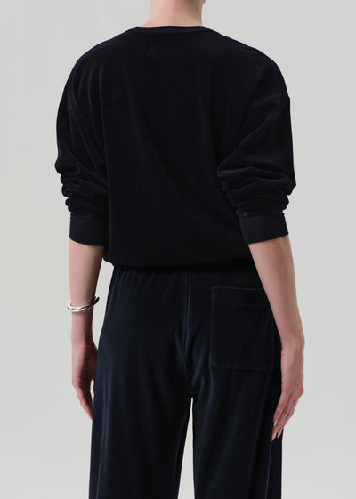 VINTAGE VELOUR CREWNECK IN NOTTE