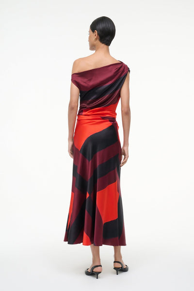 PHARE SILK DRESS IN RUBY PRISM