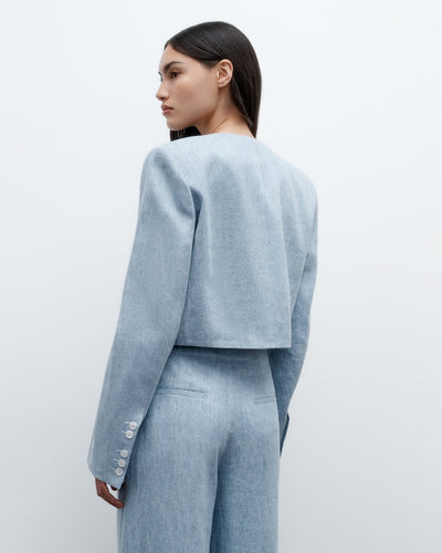 DRINK AT COSTES JACKET IN LIGHT INDIGO - Romi Boutique