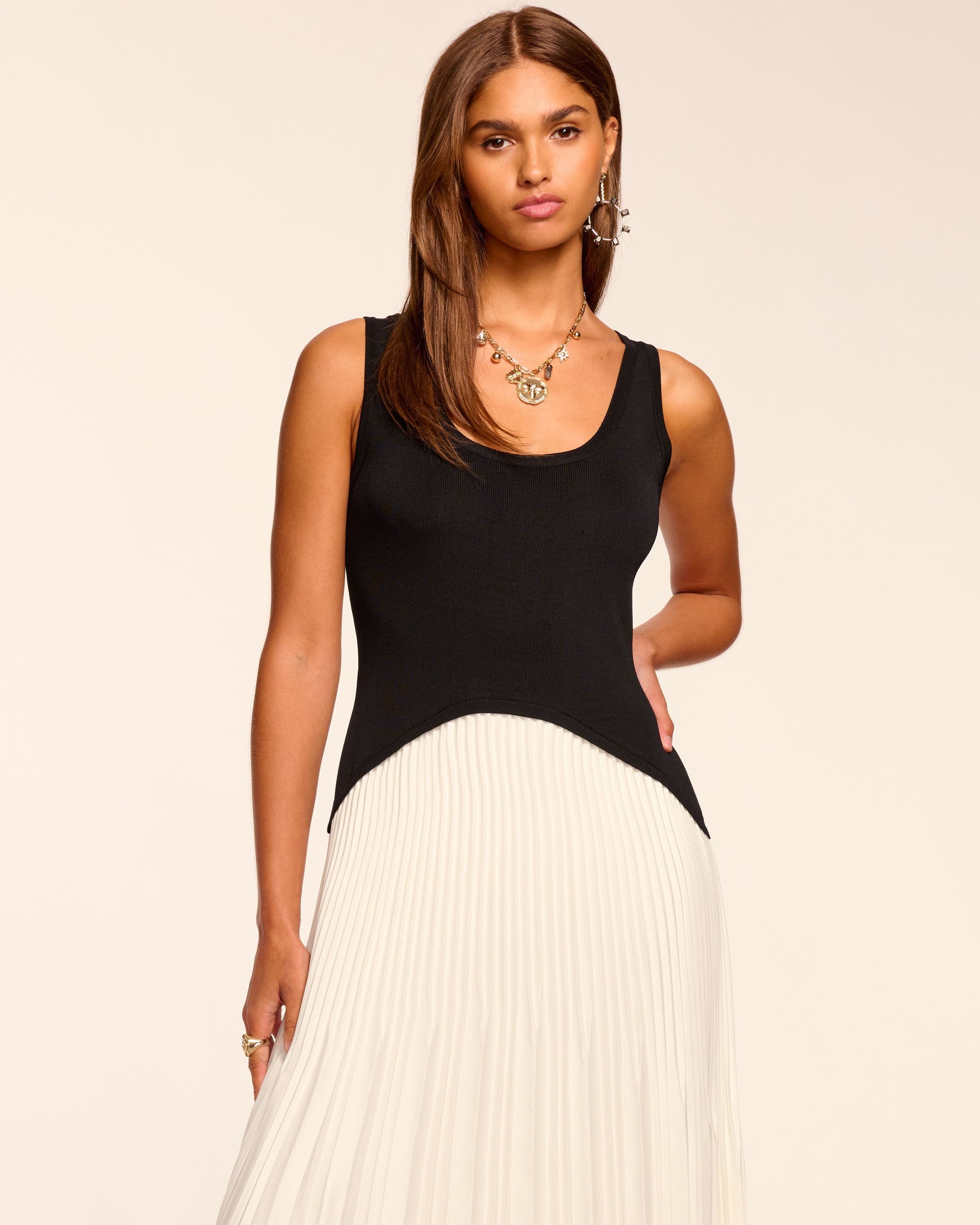 Ramy Brook DAVINIA KNIT COMBO PLEATED MAXI DRESS at Romi Boutique