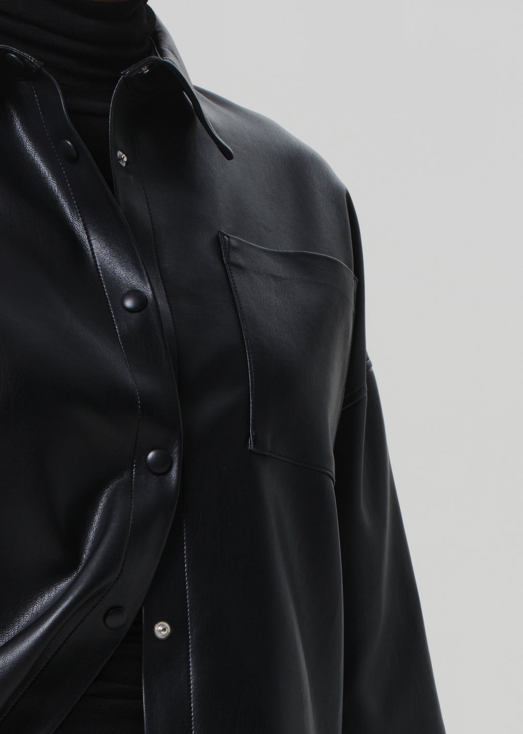 FRANCES CROPPED CAPE BUTTON UP IN BLACK