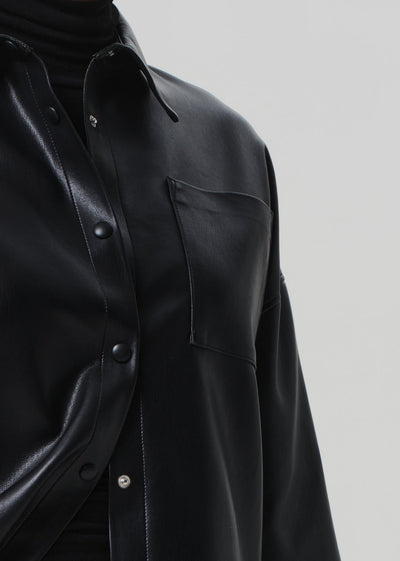 FRANCES CROPPED CAPE BUTTON UP IN BLACK