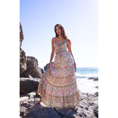 SABRINA MAXI DRESS IN MINT AND PINK FLORAL
