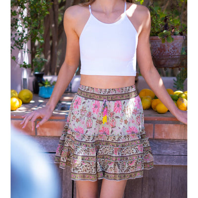 MILLIE MINI SKIRT IN MINT AND PINK FLORAL