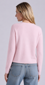 Minnie Rose Sheer Luxury Cashmere Raglan Crew with Rolled Trims at Romi Boutique