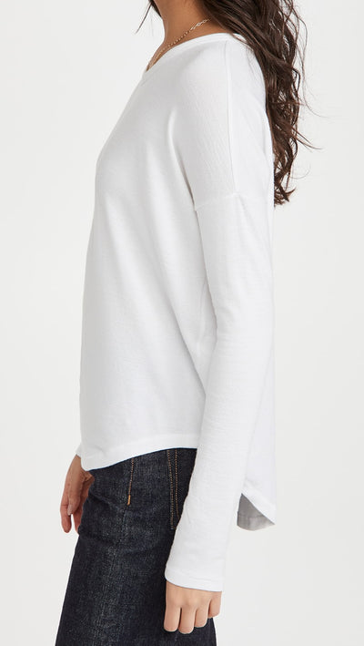 THE LONG SLEEVE KNIT TEE IN WHITE