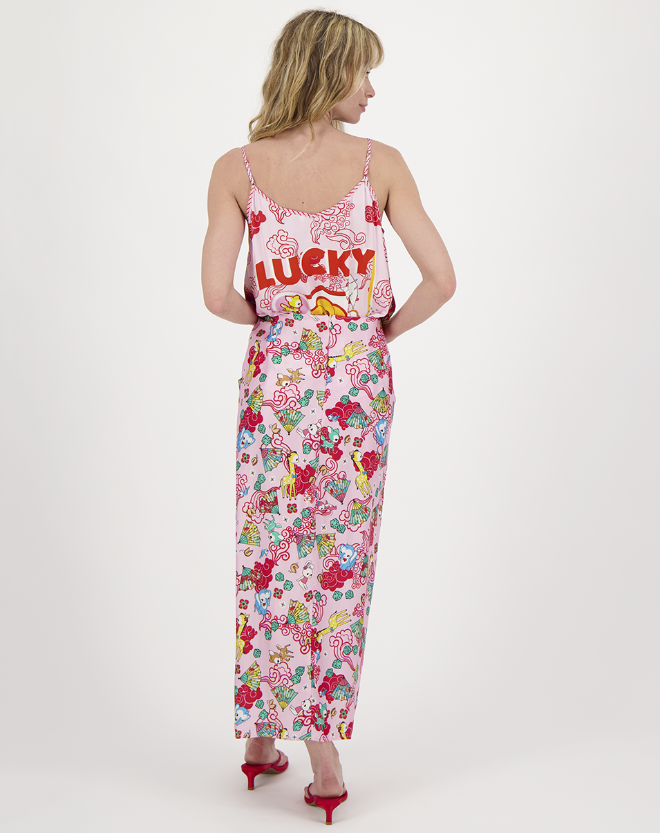 LUNA TIE FRONT SKIRT IN LUCKY ME