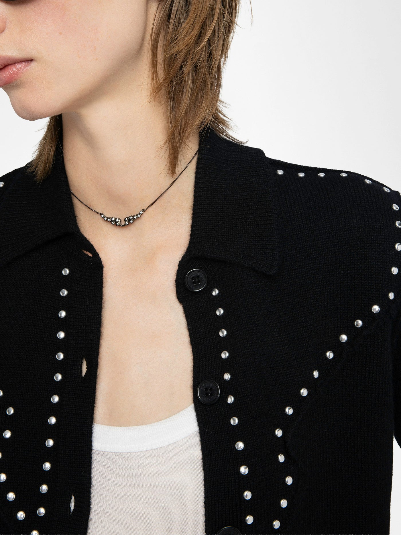 ADANY CARDIGAN STUDS IN BLACK