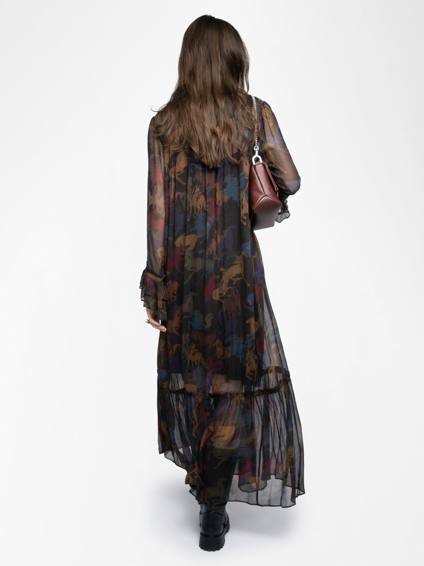 RALICEL HORSES DRESS IN DARK CHOCOLATE