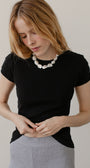 DONNI. The Pointelle Baby Tee at Romi Boutique