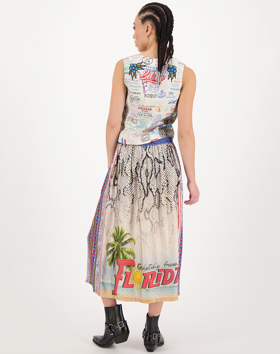 Me369 VANESSA PRINTED MIDI SKIRT at Romi Boutique