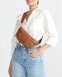 Hammitt CHARLES CROSSBODY MED IN MAHOGANY PEBBLE/BRUSHED GOLD RED ZIP at Romi Boutique