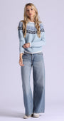 Minnie Rose CASHMERE FAIR ISLE CREW NECK W/ TIPPING at Romi Boutique