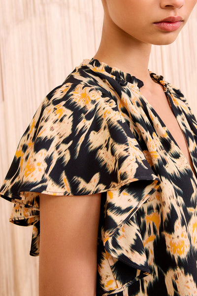 LILO FLUTTER SLEEVE BLOUSE IN TOURMALINE