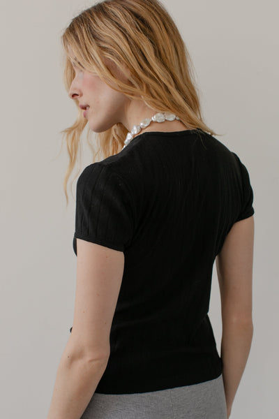 THE POINTELLE BABY TEE IN JET