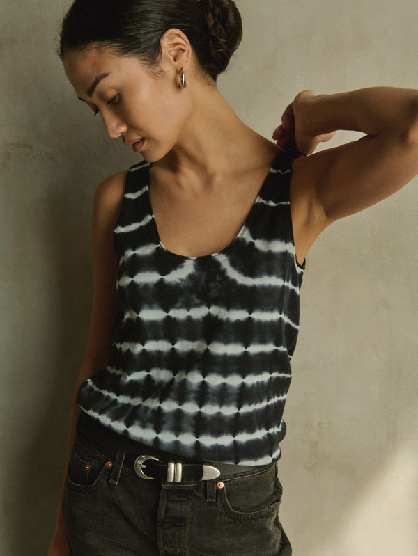 SIENNA SWEATER TANK IN TIE DYE STRIPE