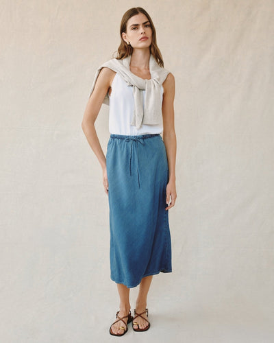 BIAS SKIRT W/ TIE IN MOONLIT WASH