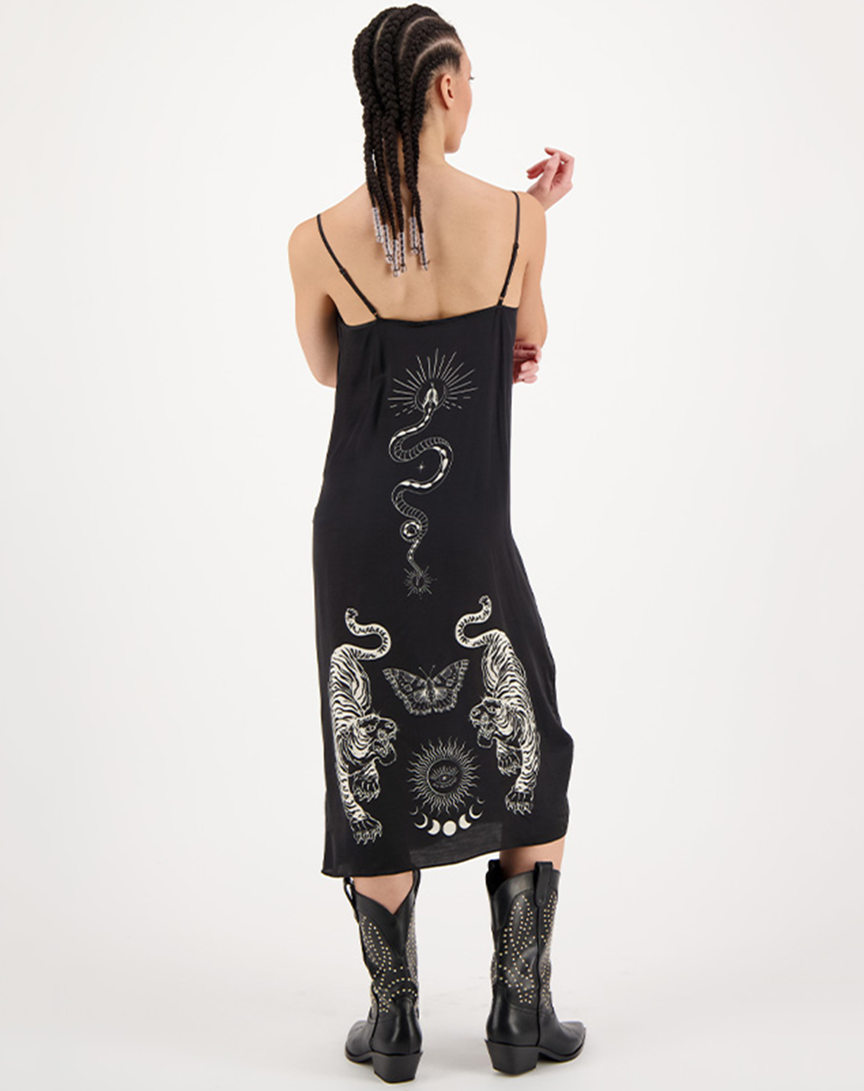 DOROTHY CAMISOLE DRESS IN BLACK MAGIC - Romi Boutique