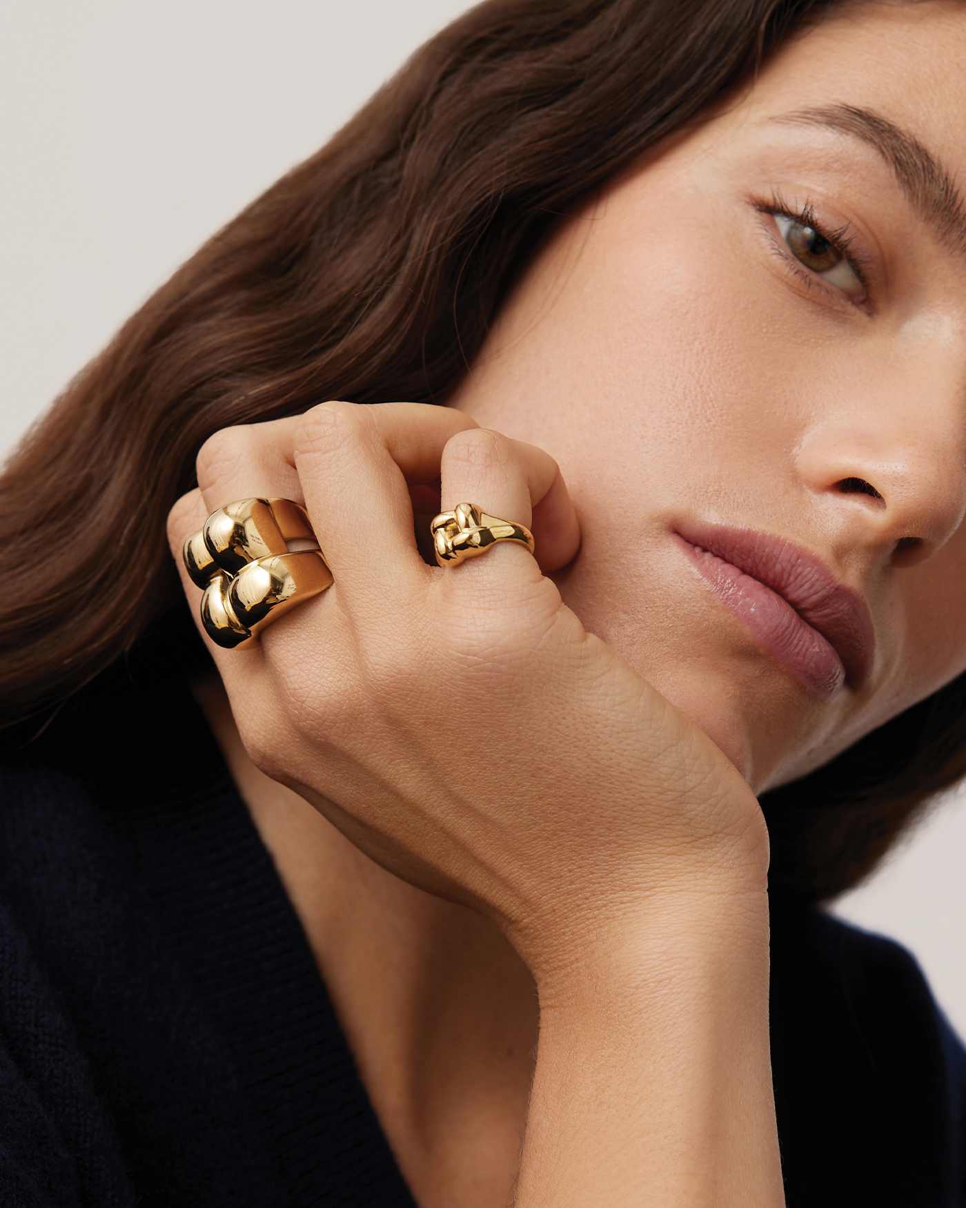 WOVEN SQUARE SIGNET RING IN HIGH POLISH GOLD B