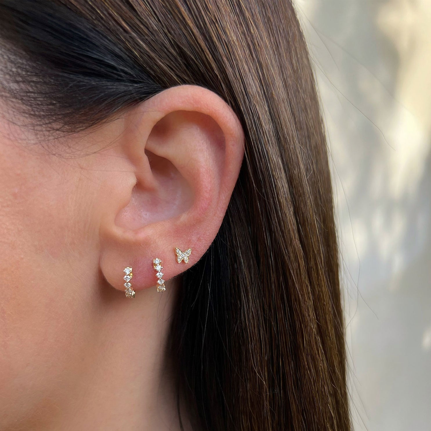 EF Collection Diamond Baby Butterfly Stud Earrings at Romi Boutique