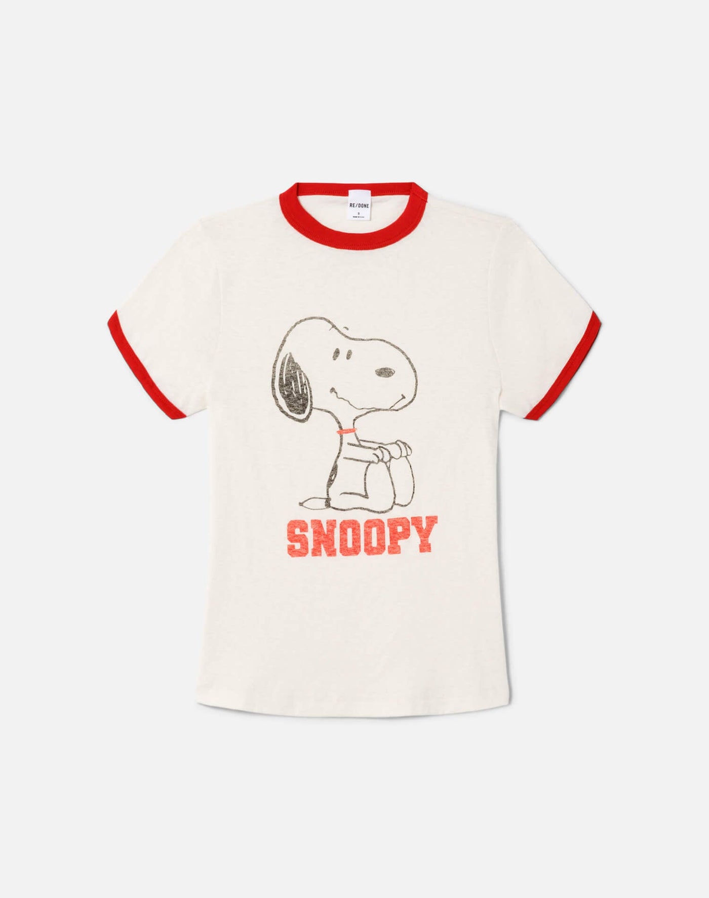 60S SLIM RINGER TEE SNOOPY IN VINTAGE WHITE W/ CRIMSON