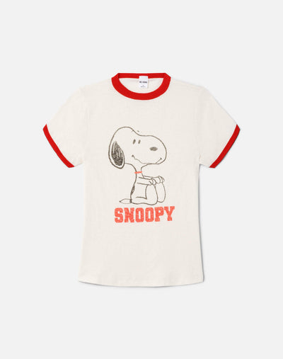 60S SLIM RINGER TEE SNOOPY IN VINTAGE WHITE W/ CRIMSON