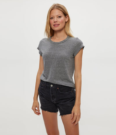 TRUDY SUPIMA TEE IN CHARCOAL - Romi Boutique
