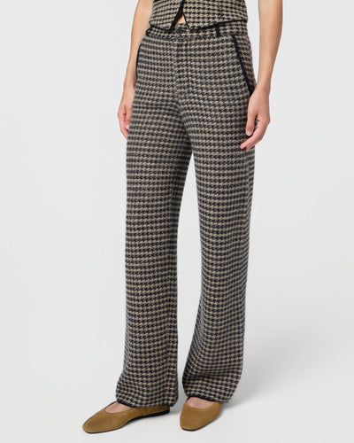 HOUNDSTOOTH TAILORED TROUSER IN BLACK/DUNE