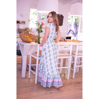 ADELINE MAXI DRESS IN MULTI COLOR MOTIFS - Romi Boutique