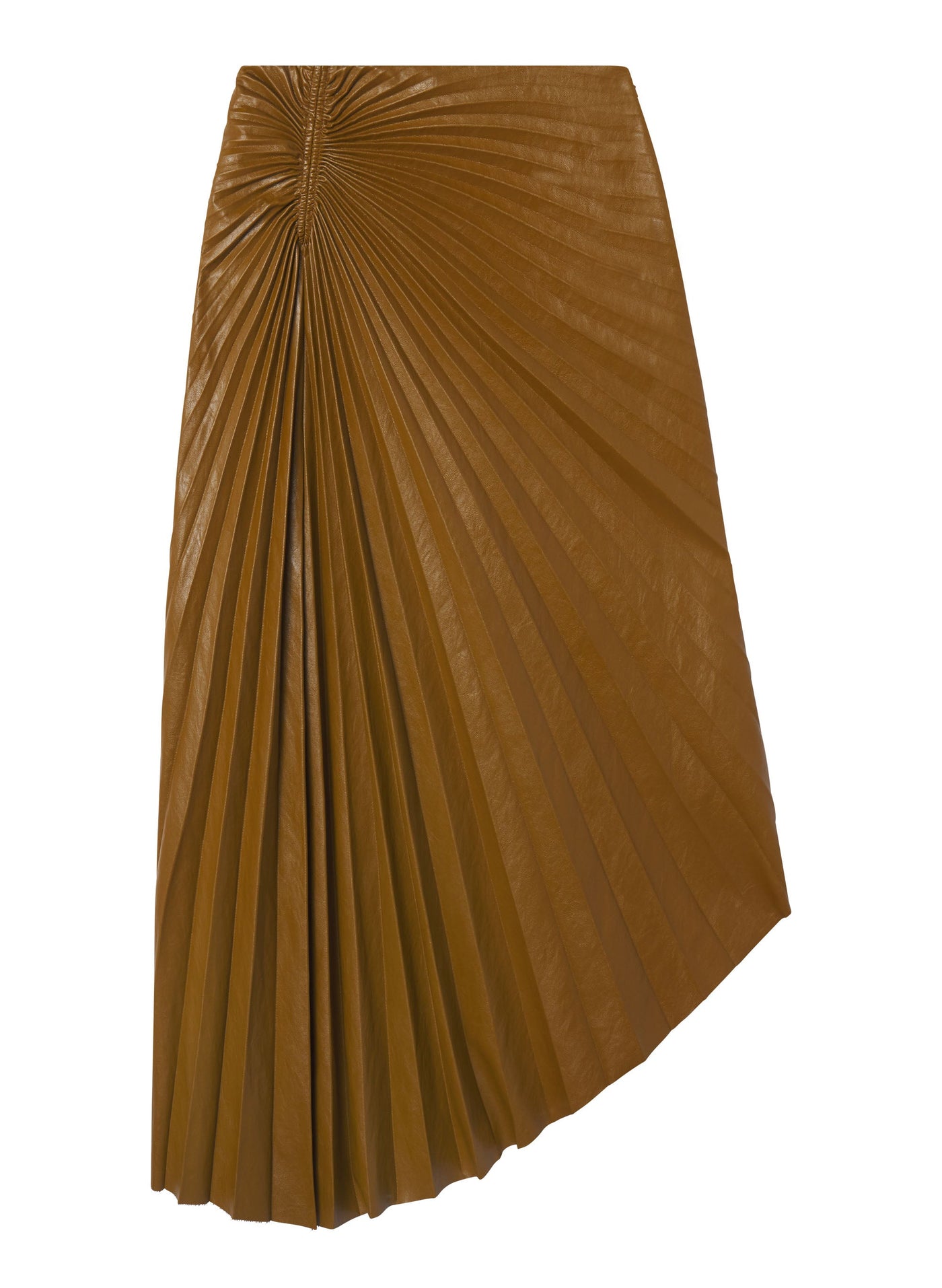 TRACY VEGAN LEATHER SKIRT IN SADDLE