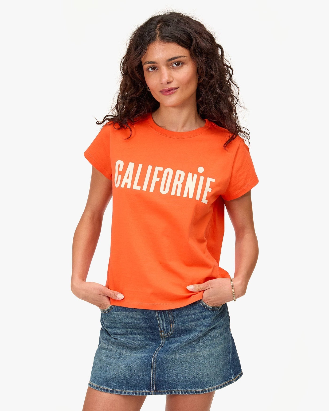 CLASSIC TEE IN SCARLET ORANGE W/ CREAM CALIFORNIE