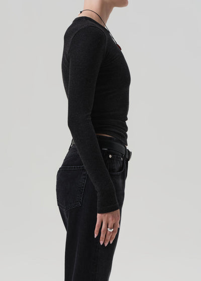 BINA CREWNECK IN HEATHER CHARCOAL