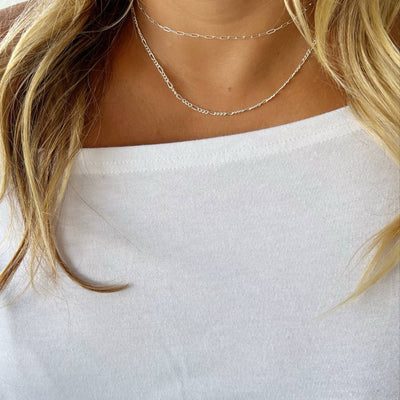 ROSE DAINTY PAPERCLIP CHAIN NECKLACE IN SILVER - Romi Boutique