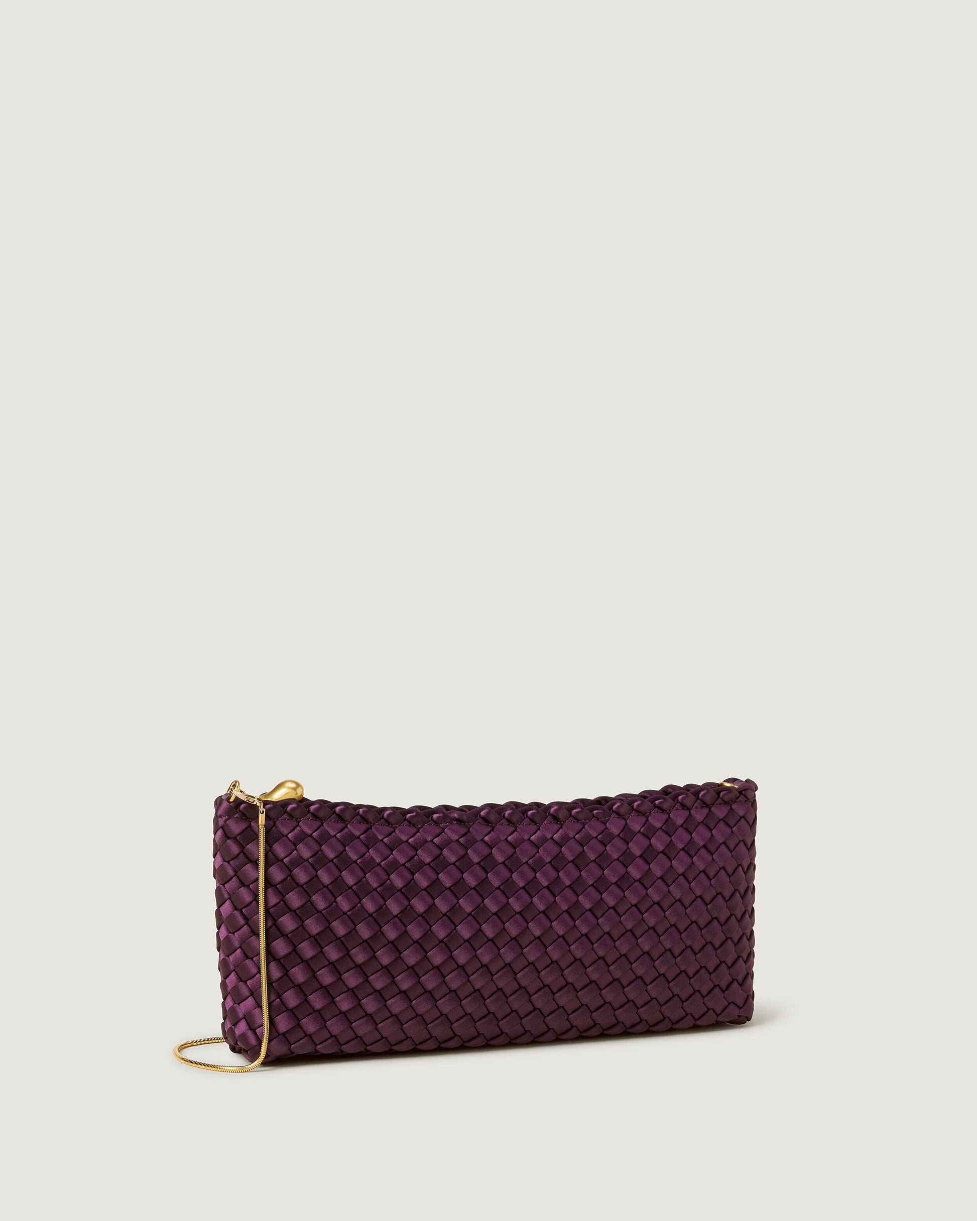 Naghedi GALA CLUTCH SATIN IN CURRANT at Romi Boutique