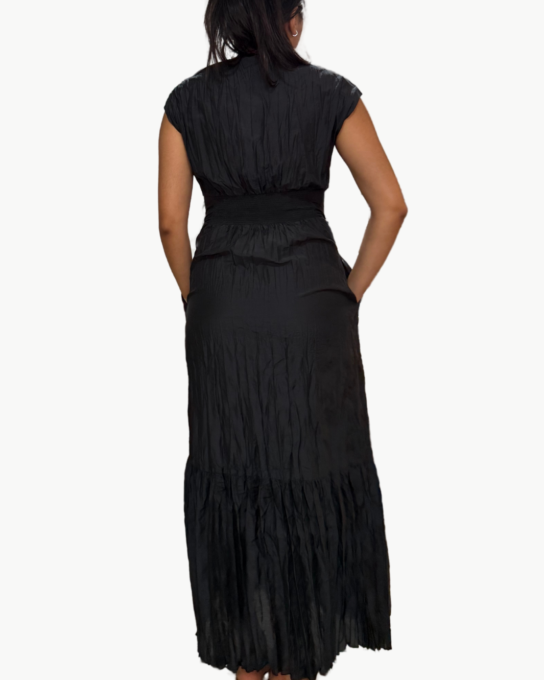 Go Silk Go Crinkle Cut Twist Dress at Romi Boutique