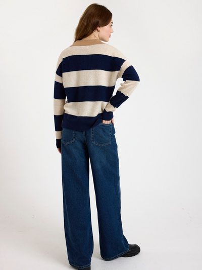 RUBY RUGBY CASHMERE POLO IN NAVY