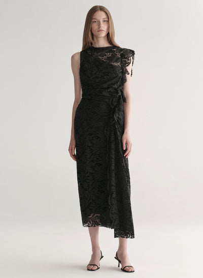 ASTRID LACE MIDI DRESS IN BLACK