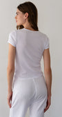DONNI. THE POINTELLE BABY TEE at Romi Boutique