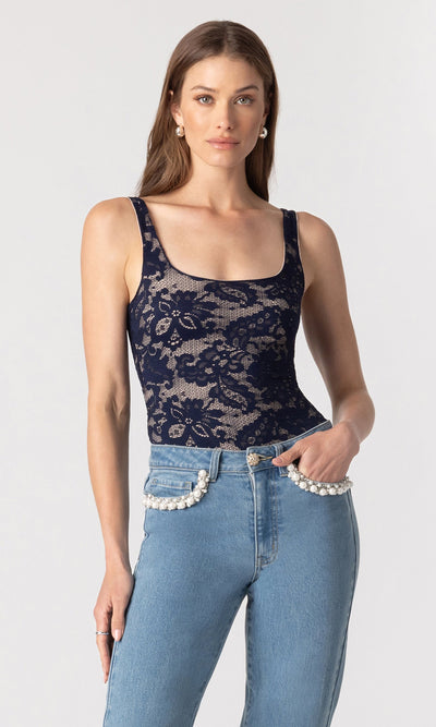 GIGI LACE BODYSUIT IN DUSK/BEIGE
