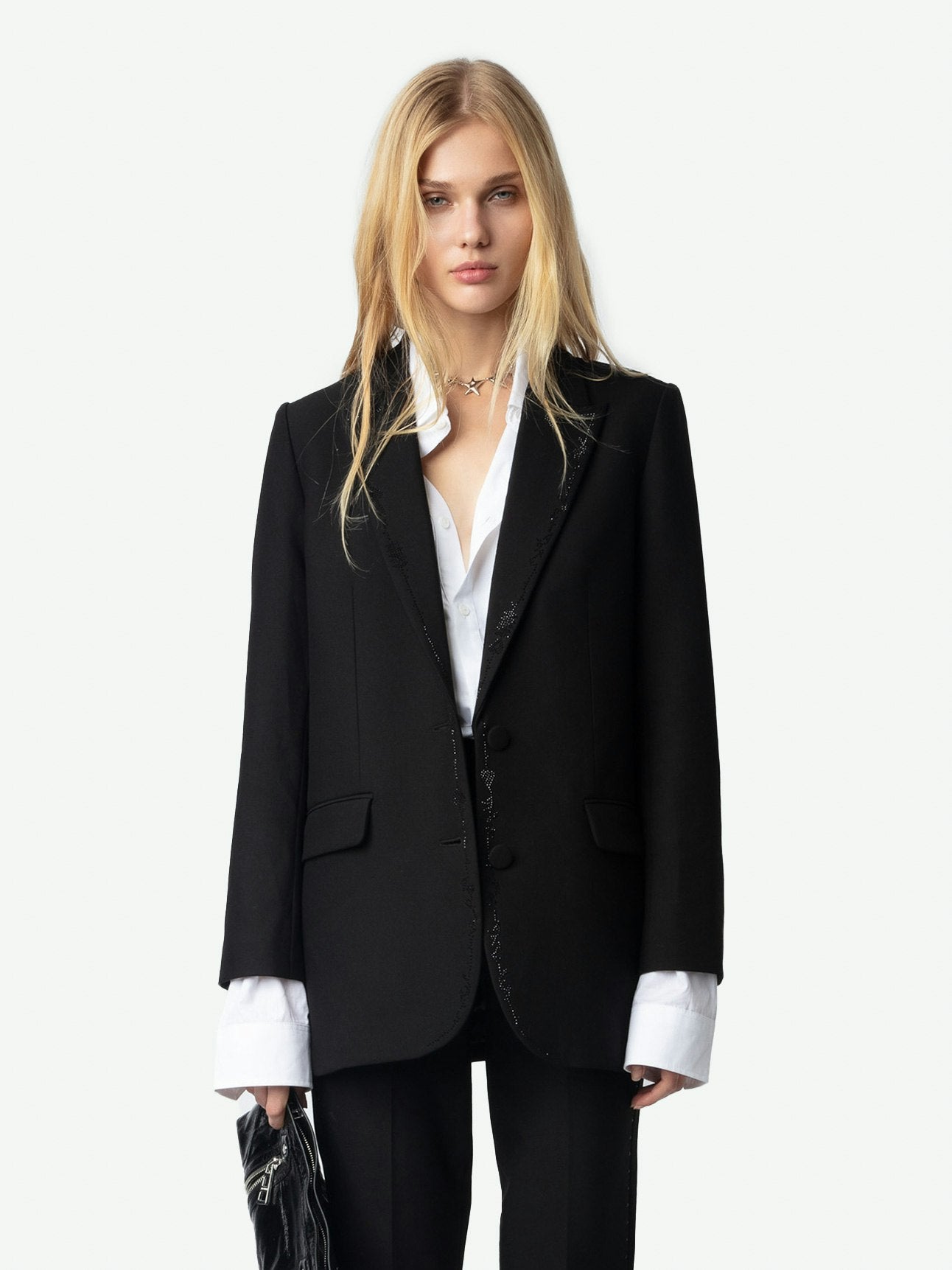 VIVA WOMEN'S RHINESTONE BLAZER IN BLACK