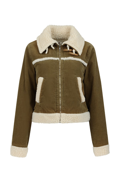 BETTY CORD SHEARLING JACKET IN CUMIN