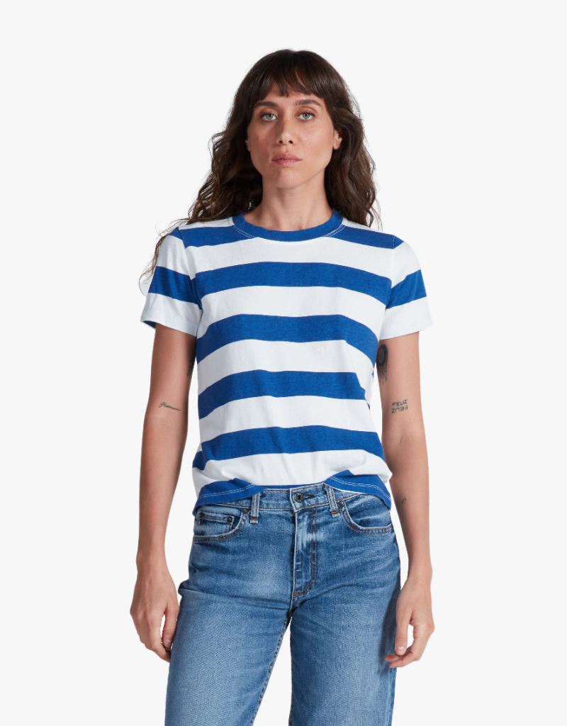 CLASSIC TEE STRIPE IN COBALT THICK STRIPE - Romi Boutique