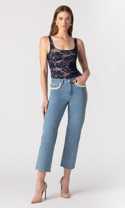GIGI LACE BODYSUIT IN DUSK/BEIGE