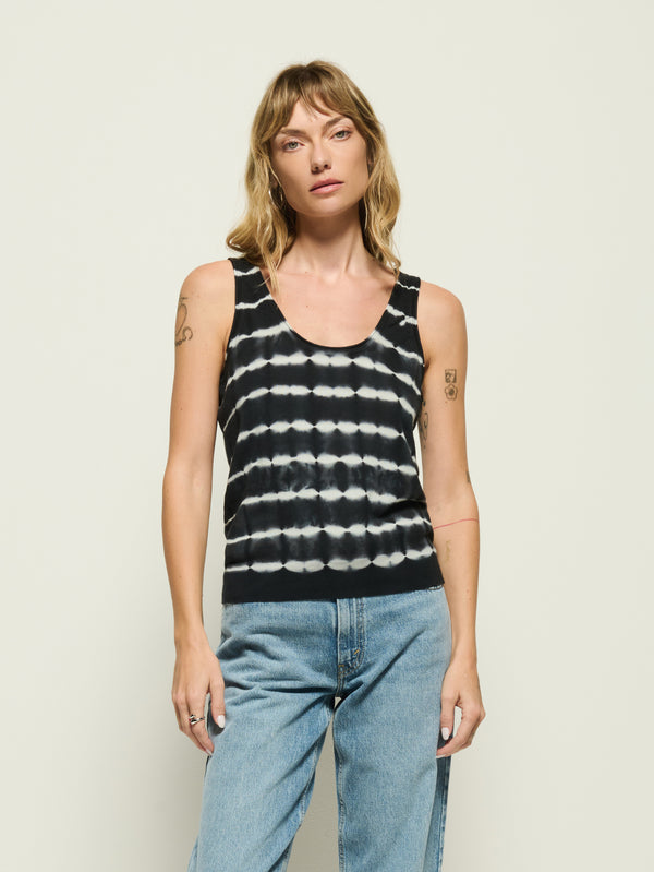 SIENNA SWEATER TANK IN TIE DYE STRIPE - Romi Boutique