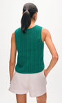 White & Warren LOFTY COTTON CROCHET SLEEVELESS TANK at Romi Boutique