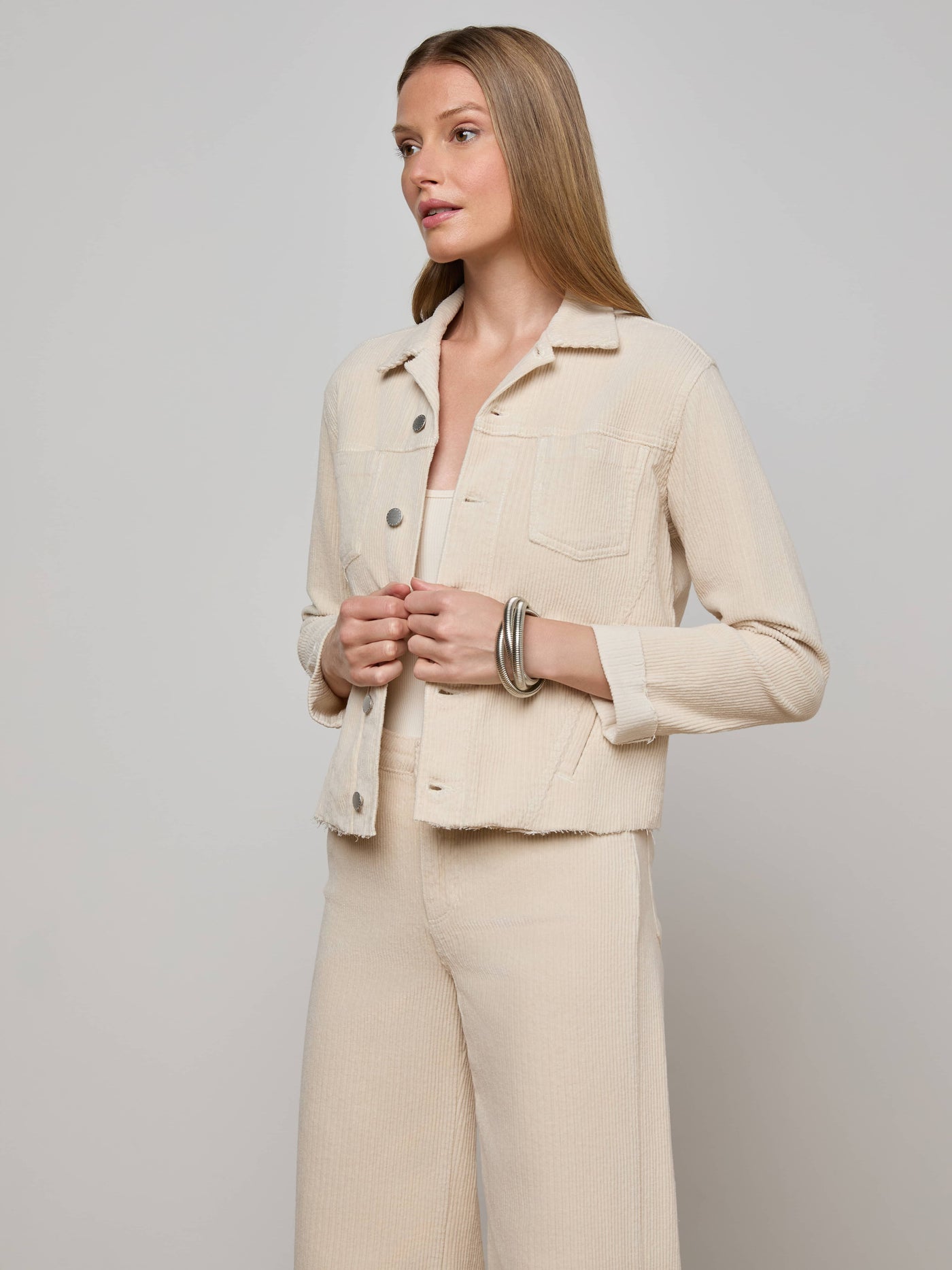 JANELLE SLIM RAW JACKET IN FRENCH VANILLA