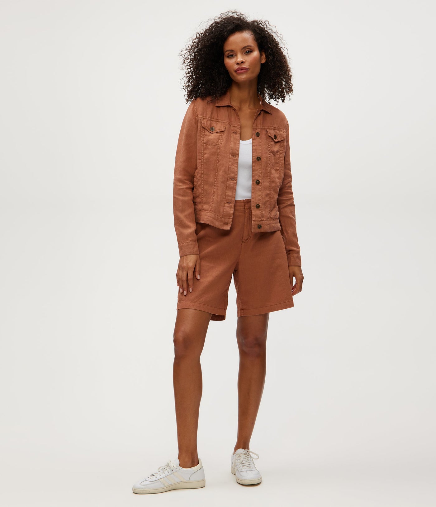 JEAN LINEN JACKET IN TERRA - Romi Boutique