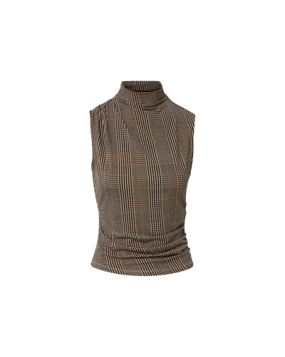MYLIE SLEEVELESS TOP IN DARK ACORN MULTI