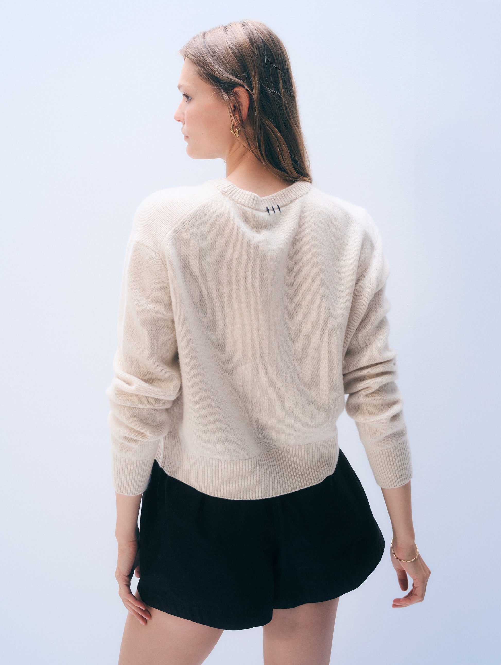 White & Warren Cashmere Tennis Embroidered Sweatshirt at Romi Boutique