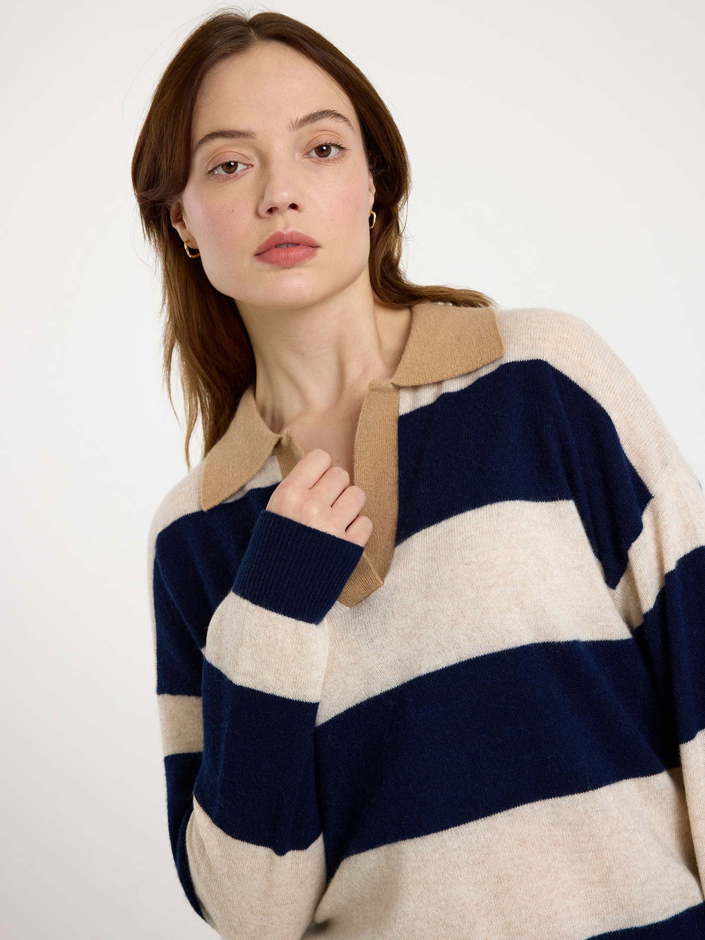 RUBY RUGBY CASHMERE POLO IN NAVY